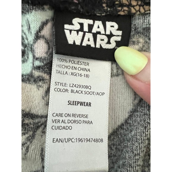 Star Wars Pajama Pants Womens XL Black Yoda All Over‎ Graphic Print Drawstring - Picture 7 of 8
